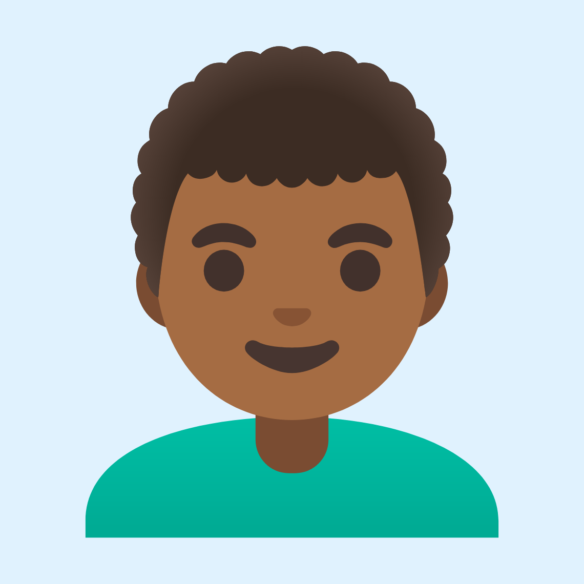 π¨πΎβ𦱠Man: medium-dark skin tone, curly hair