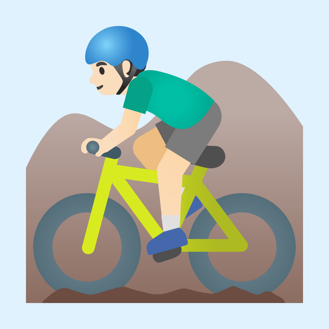 π΅π»ββοΈ Man mountain biking: light skin tone