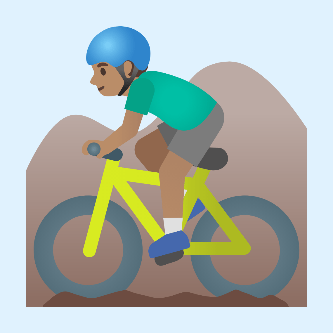 π΅π½ββοΈ Man mountain biking: medium skin tone