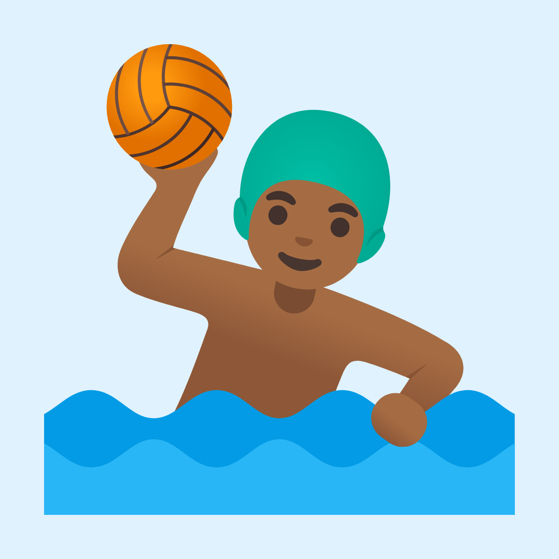 π€½πΎββοΈ Man playing water polo: medium-dark skin tone