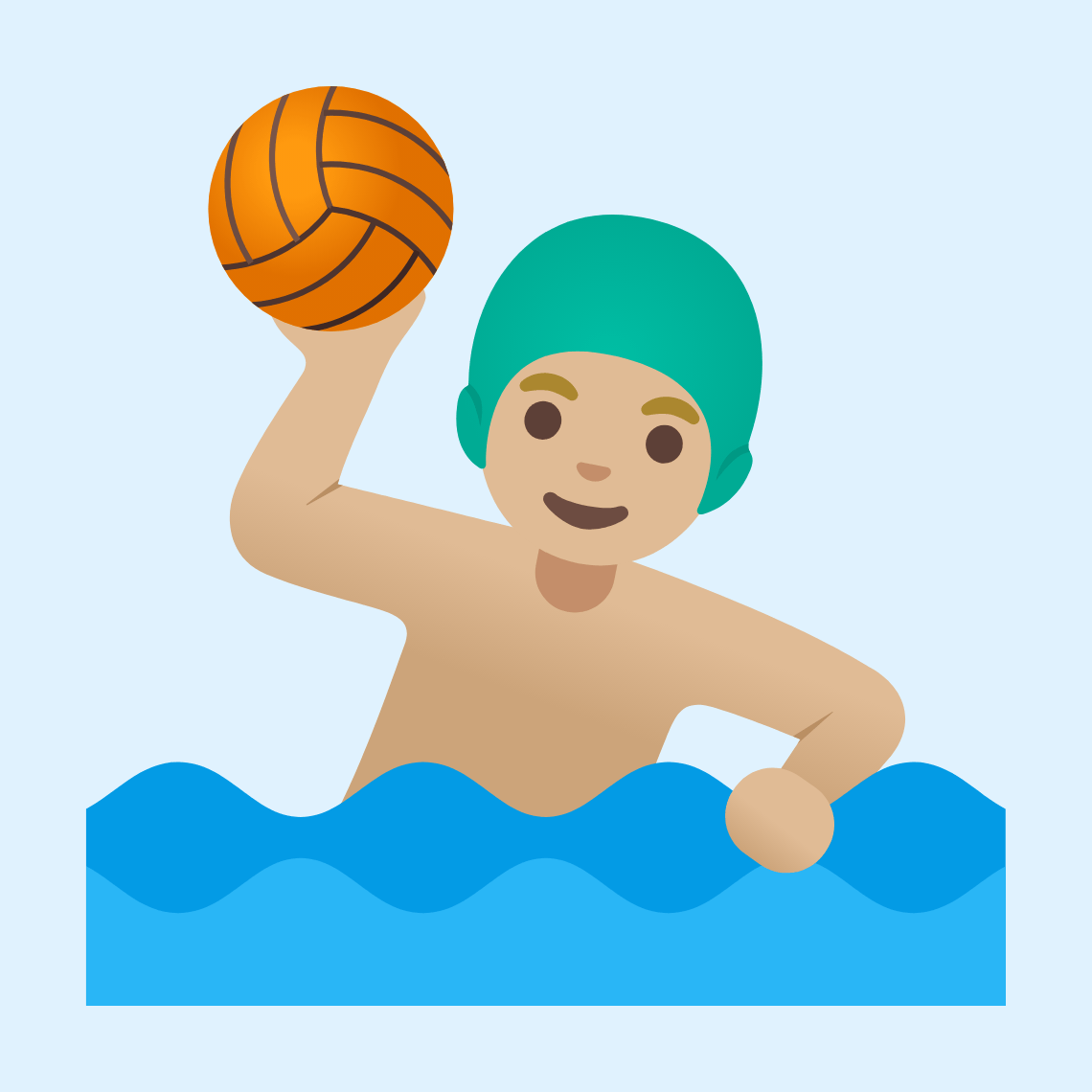 π€½πΌββοΈ Man playing water polo: medium-light skin tone