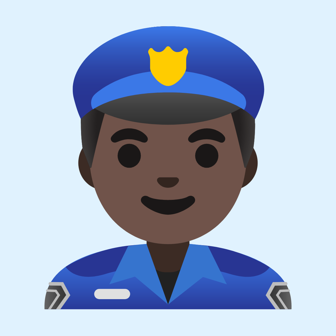 👮🏿♂️ Man police officer: dark skin tone
