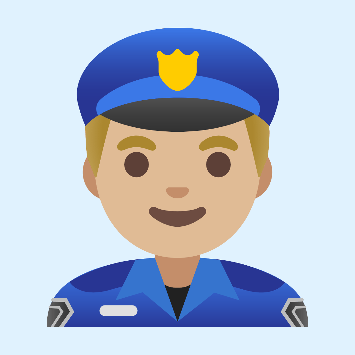 👮🏼♂️ Man police officer: medium-light skin tone