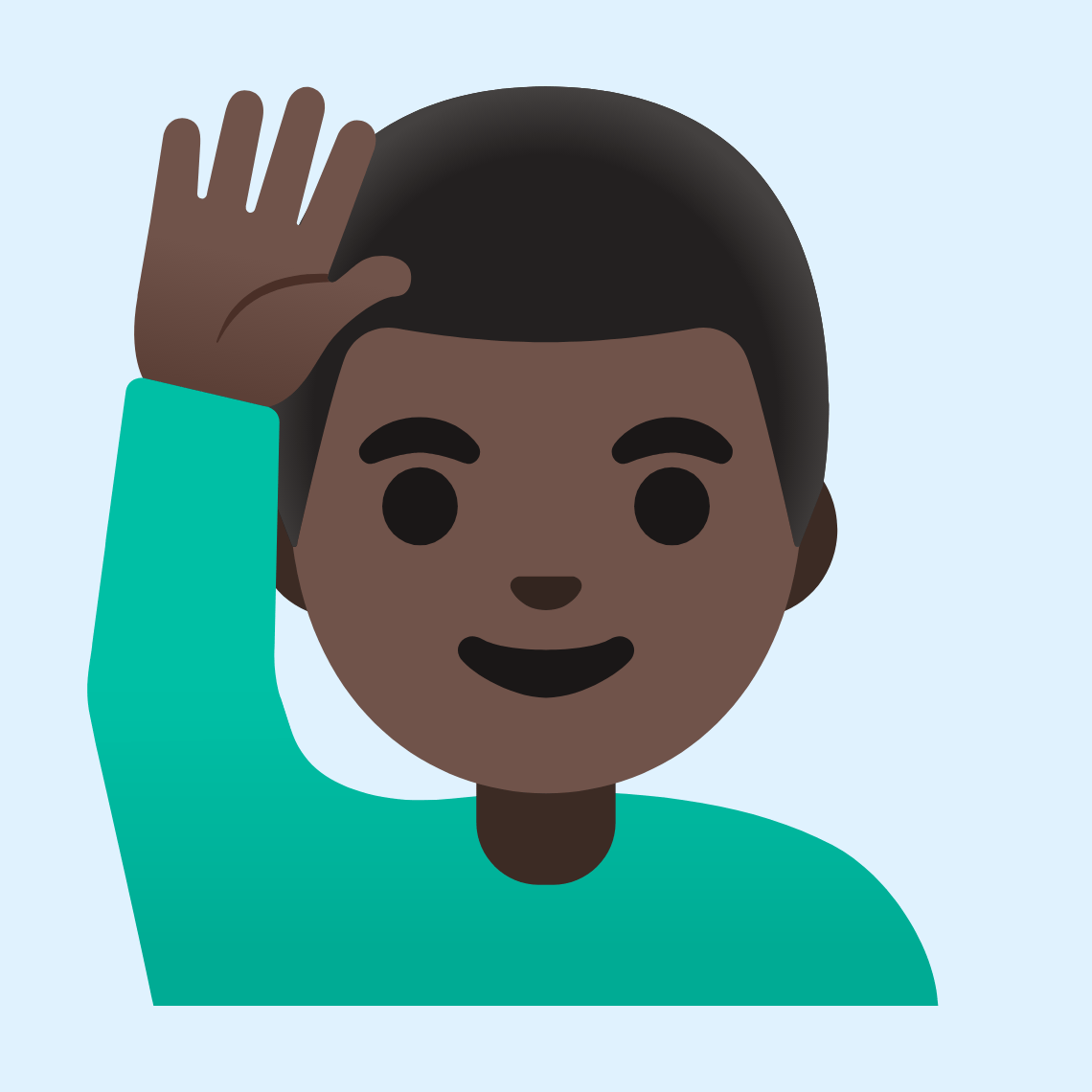 ππΏββοΈ Man raising hand: dark skin tone