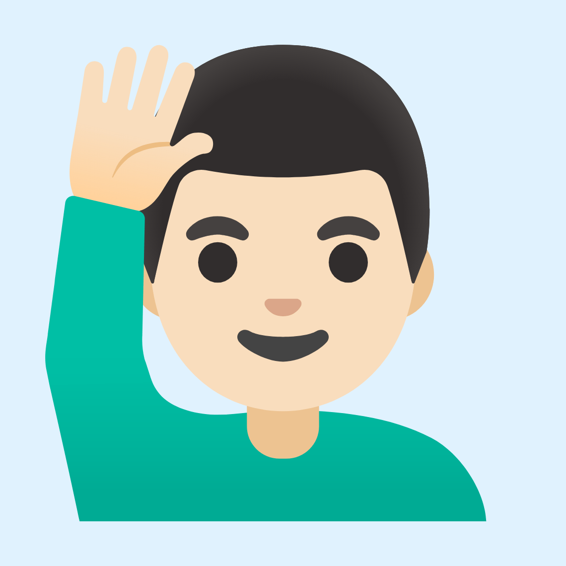 ππ»ββοΈ Man raising hand: light skin tone