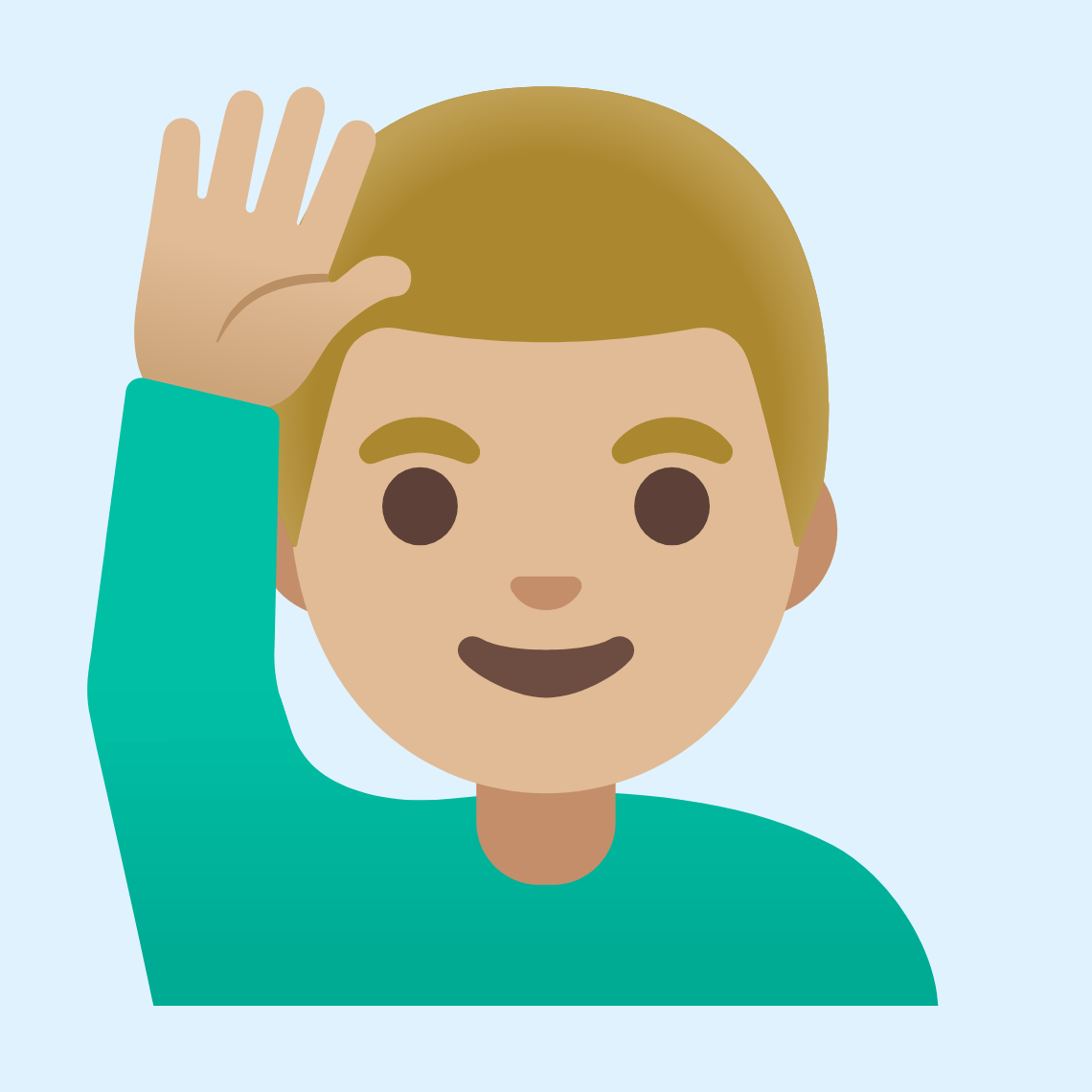 ππΌββοΈ Man raising hand: medium-light skin tone