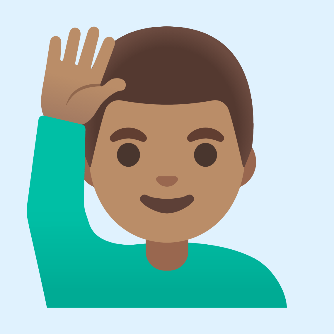 ππ½ββοΈ Man raising hand: medium skin tone