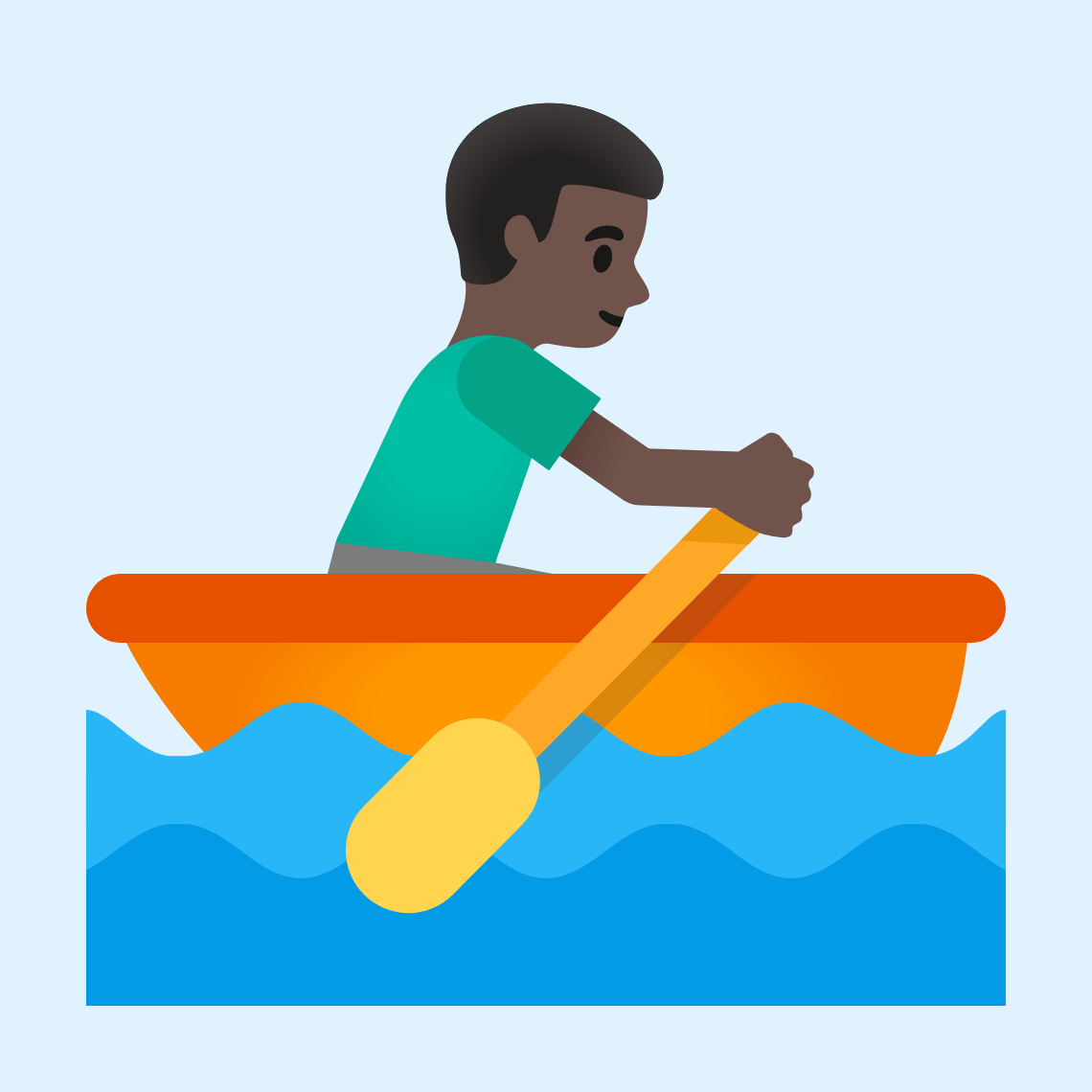 🚣🏿‍♂️ Muškarac vesla: tamno smeđa boja kože