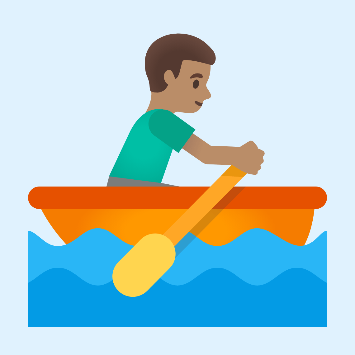 π£π½ββοΈ Man rowing boat: medium skin tone