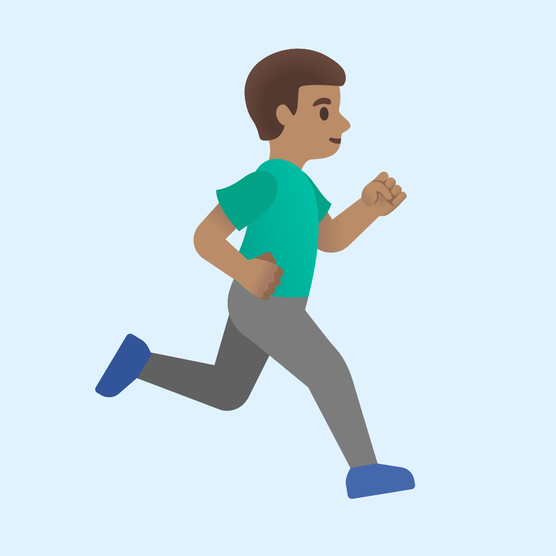 ππ½ββοΈββ‘οΈ Man running facing right: medium skin tone