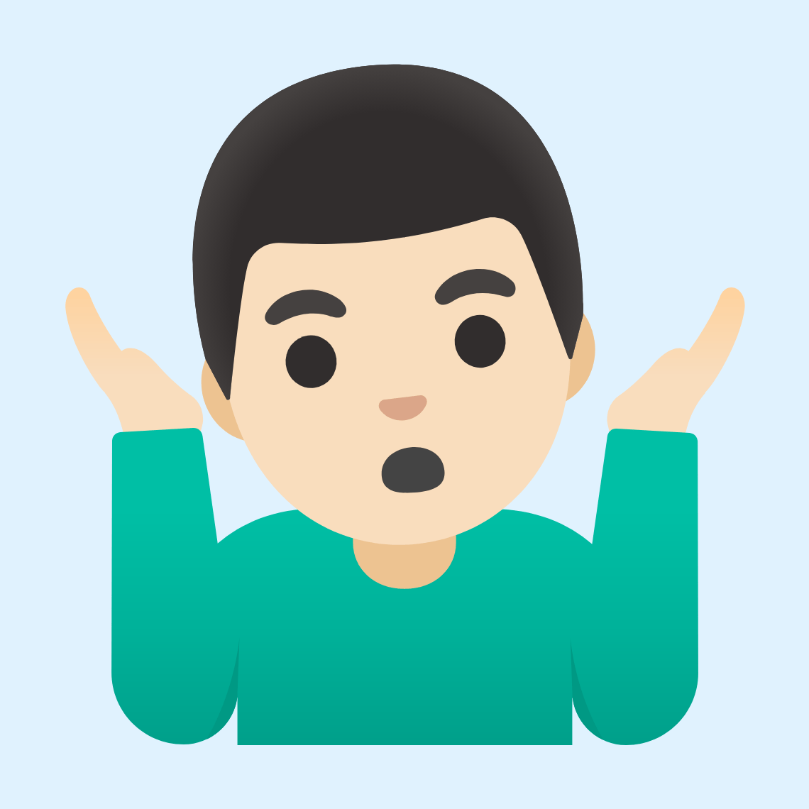 π€·π»ββοΈ Man shrugging: light skin tone