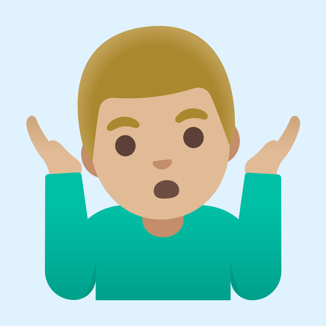π€·πΌββοΈ Man shrugging: medium-light skin tone