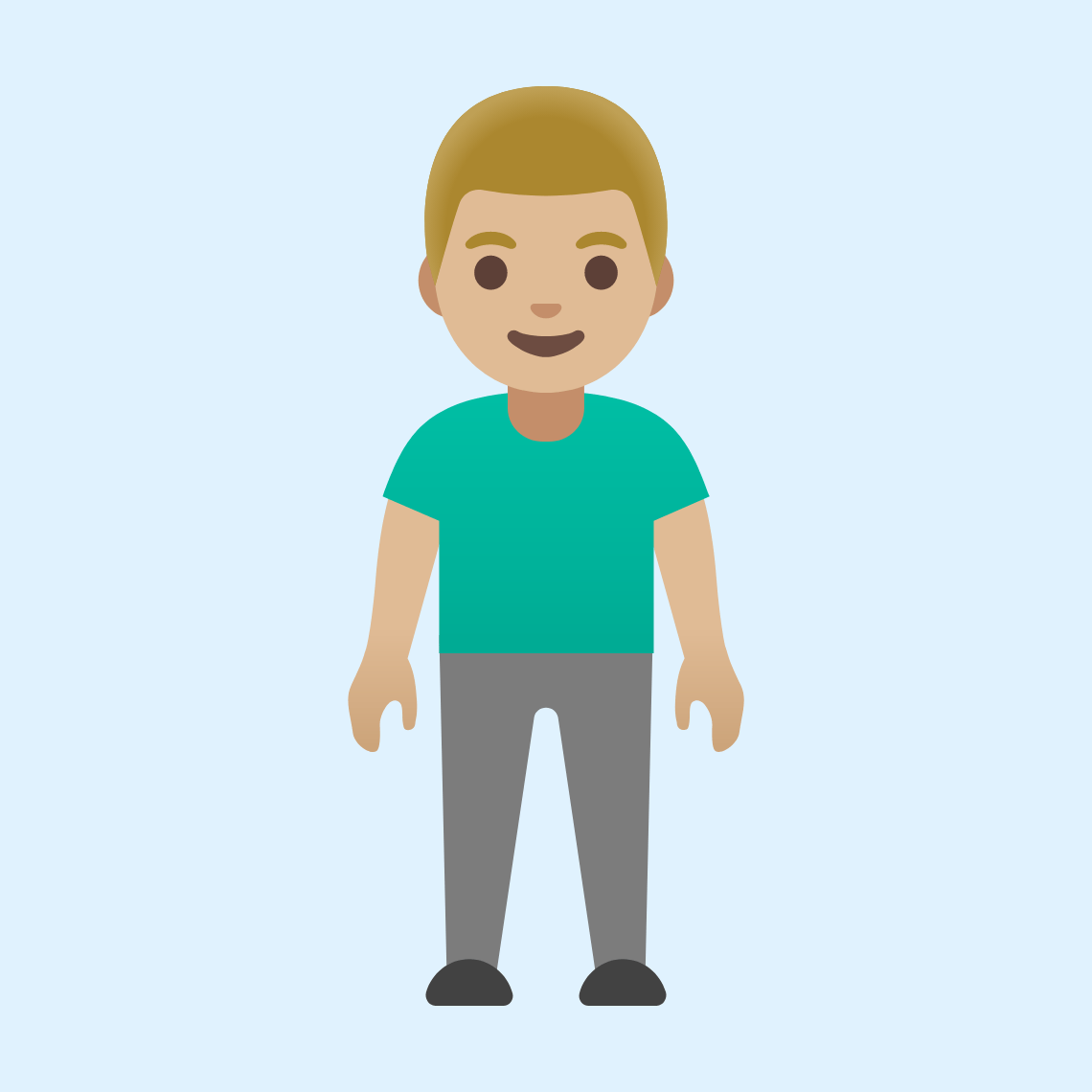 π§πΌββοΈ Man standing: medium-light skin tone