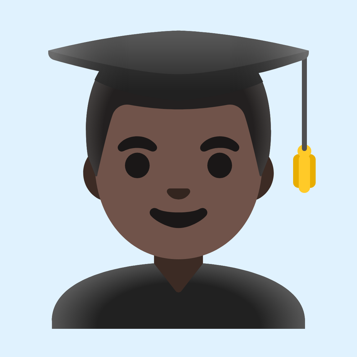 👨🏿🎓 Student: tamno smeđa boja kože
