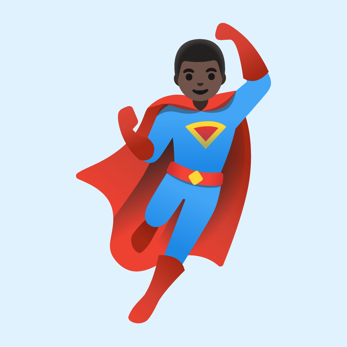 π¦ΈπΏββοΈ Man superhero: dark skin tone