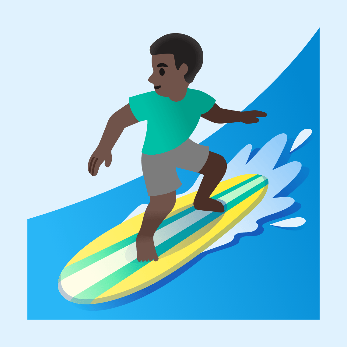 ππΏββοΈ Man surfing: dark skin tone