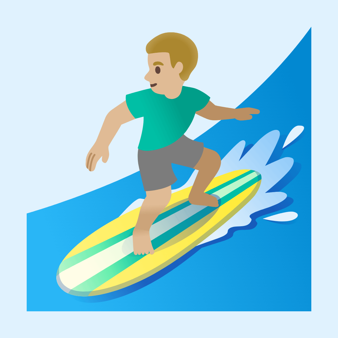 ππΌββοΈ Man surfing: medium-light skin tone