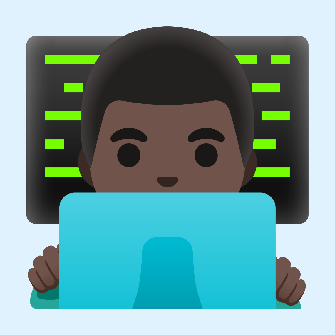 👨🏿‍💻 Man technologist: dark skin tone