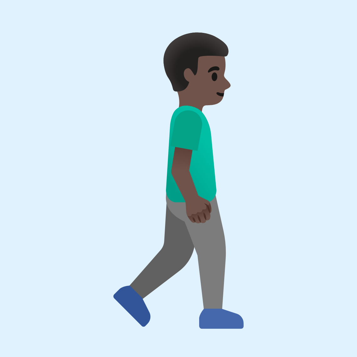 πΆπΏββοΈββ‘οΈ Man walking facing right: dark skin tone