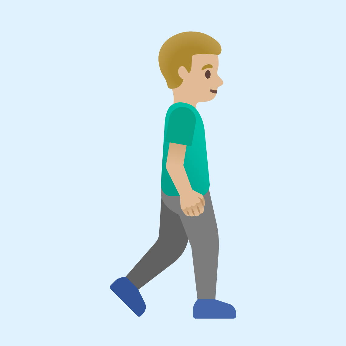 πΆπΌββοΈββ‘οΈ Man walking facing right: medium-light skin tone
