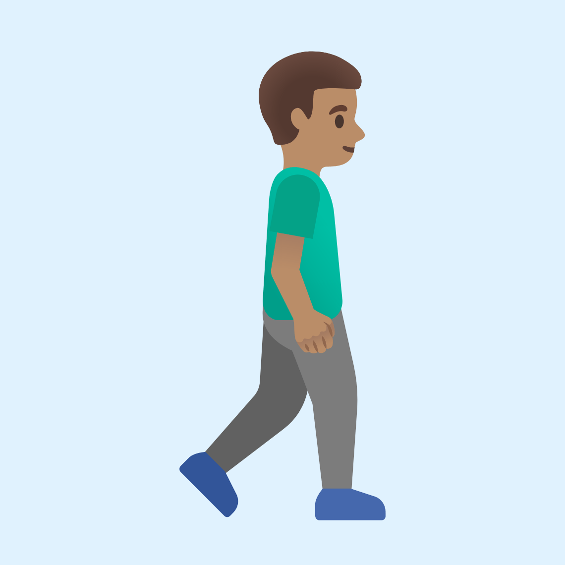 πΆπ½ββοΈββ‘οΈ Man walking facing right: medium skin tone