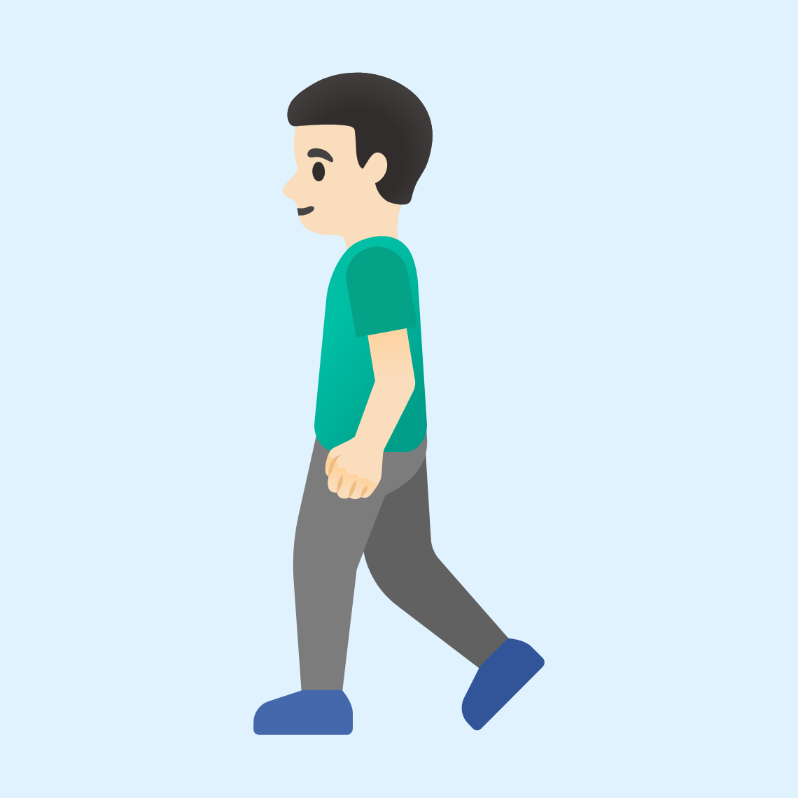 πΆπ»ββοΈ Man walking: light skin tone