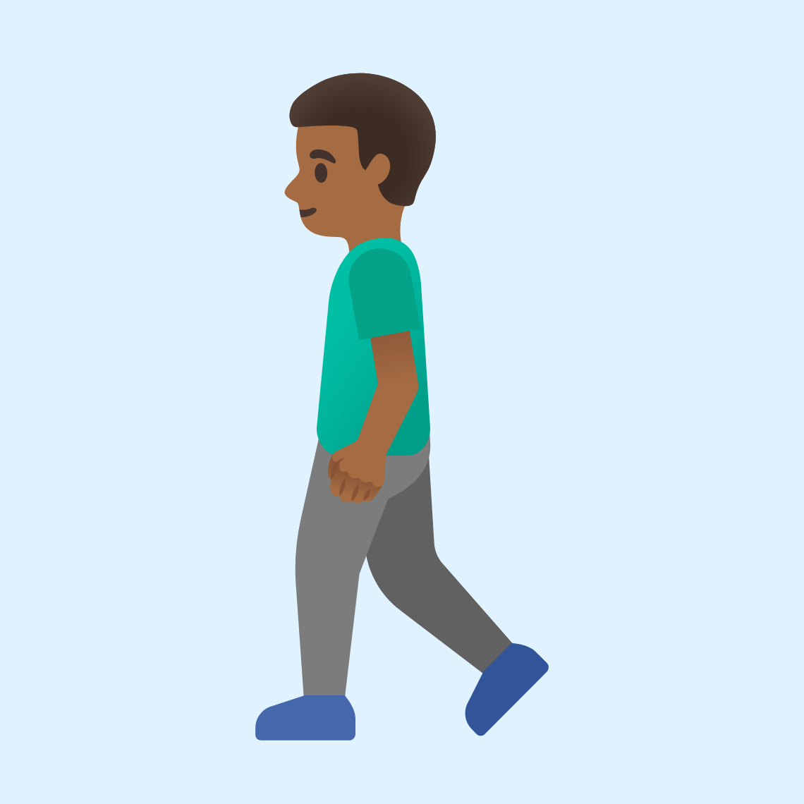 🚶🏾♂️ Muškarac hoda: smeđa boja kože