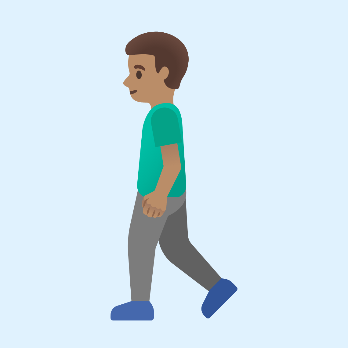 πΆπ½ββοΈ Man walking: medium skin tone