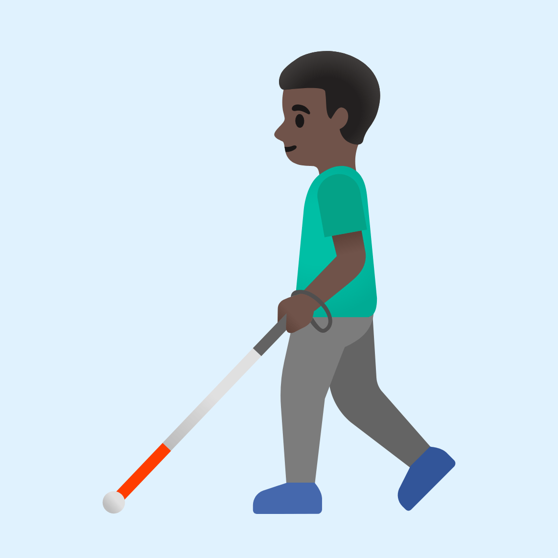 π¨πΏβπ¦― Man with white cane: dark skin tone