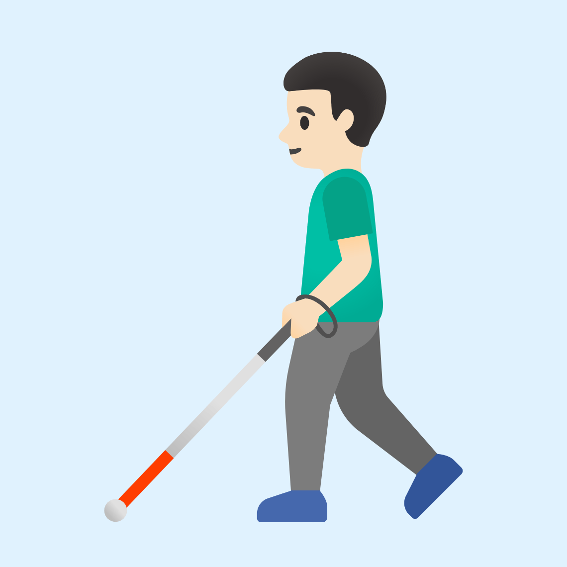 π¨π»βπ¦― Man with white cane: light skin tone