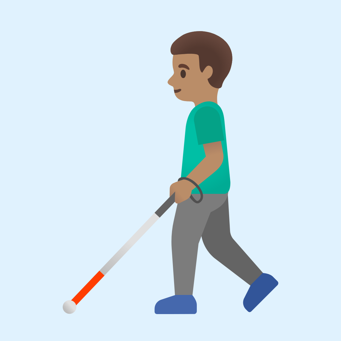 π¨π½βπ¦― Man with white cane: medium skin tone