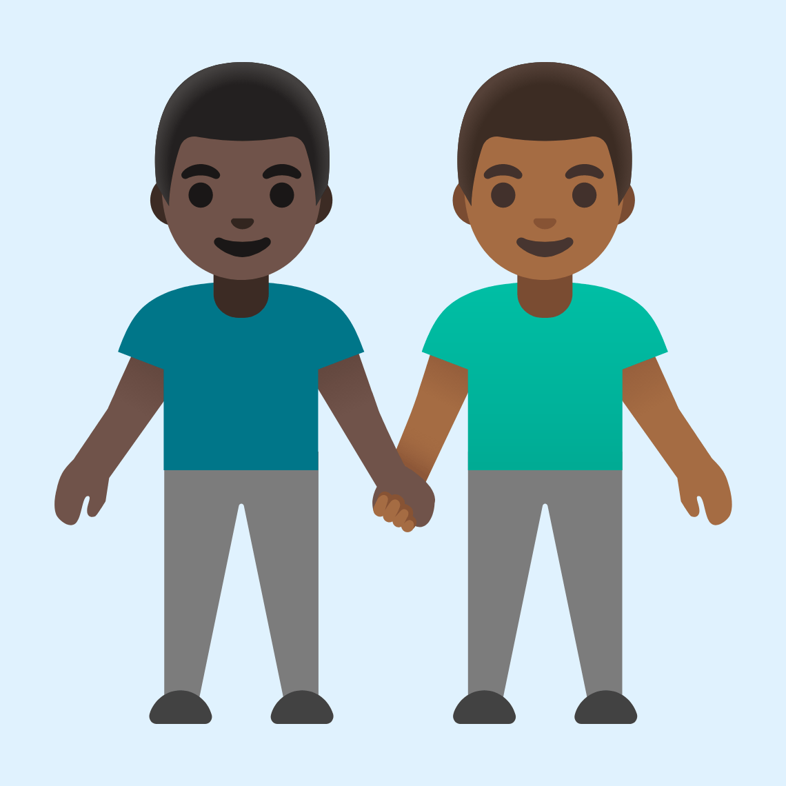 π¨πΏβπ€βπ¨πΎ Men holding hands: dark skin tone, medium-dark skin tone