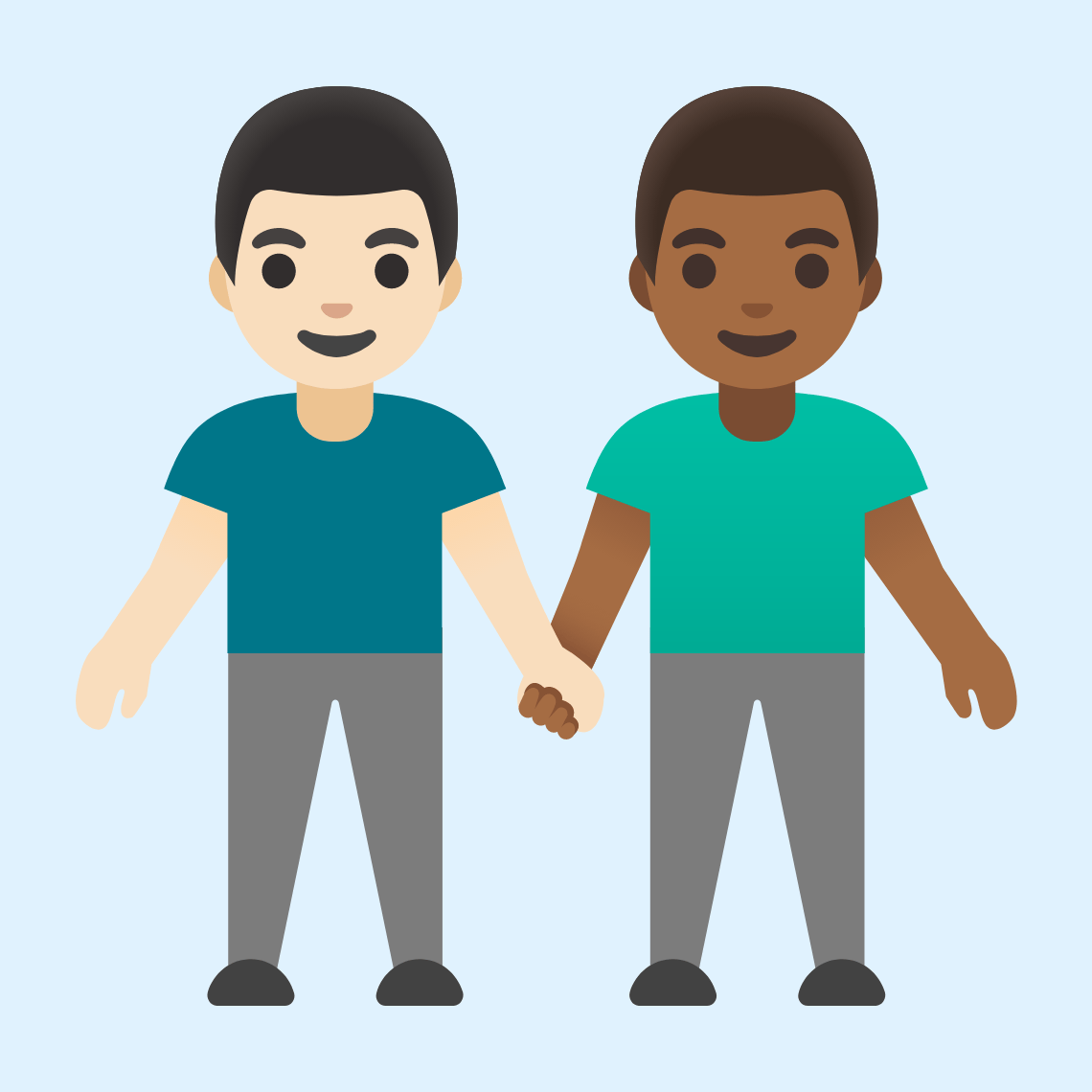 π¨π»βπ€βπ¨πΎ Men holding hands: light skin tone, medium-dark skin tone