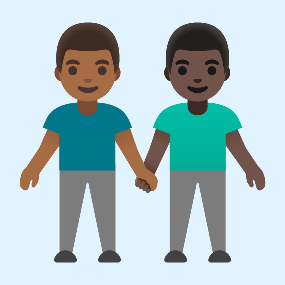 π¨πΎβπ€βπ¨πΏ Men holding hands: medium-dark skin tone, dark skin tone
