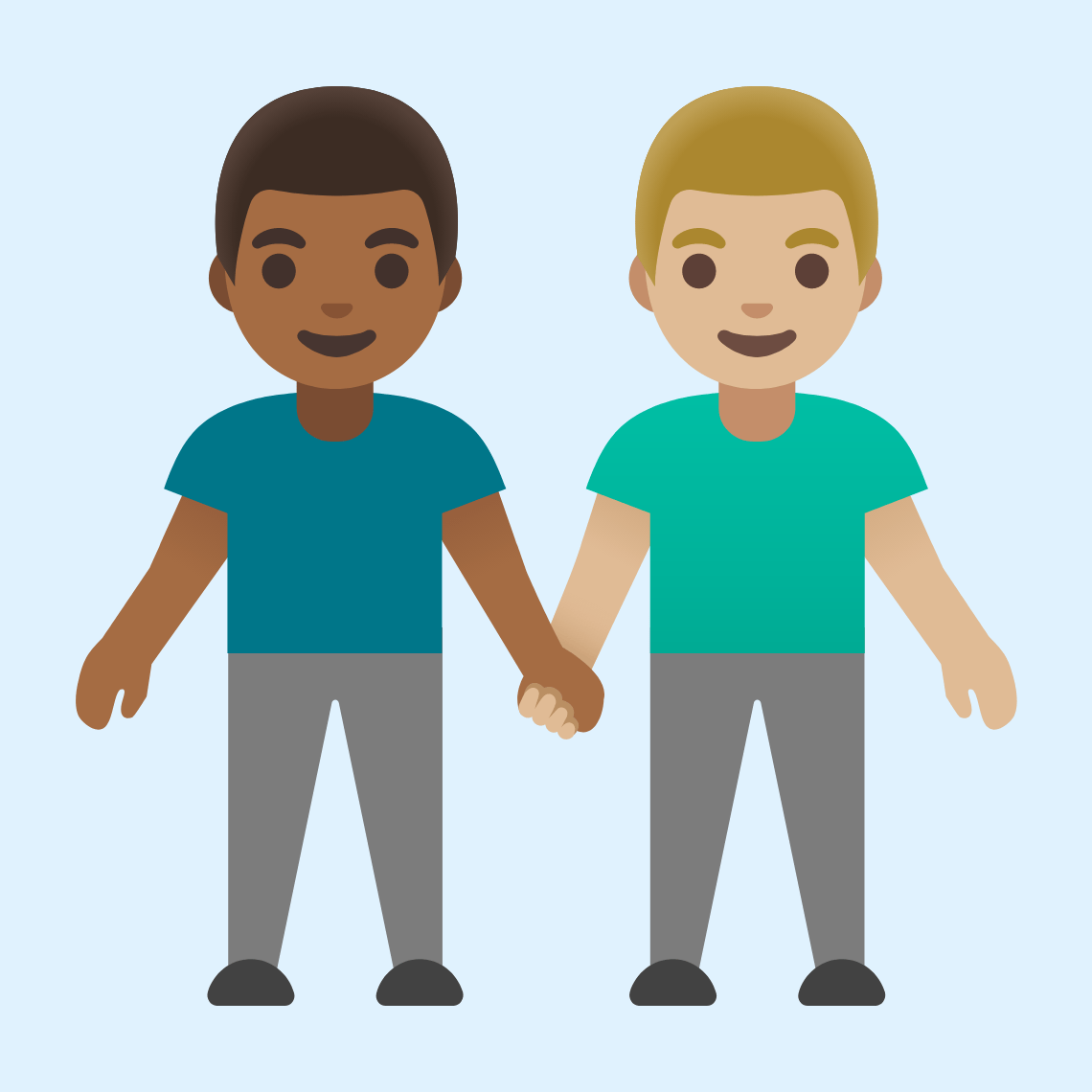 π¨πΎβπ€βπ¨πΌ Men holding hands: medium-dark skin tone, medium-light skin tone