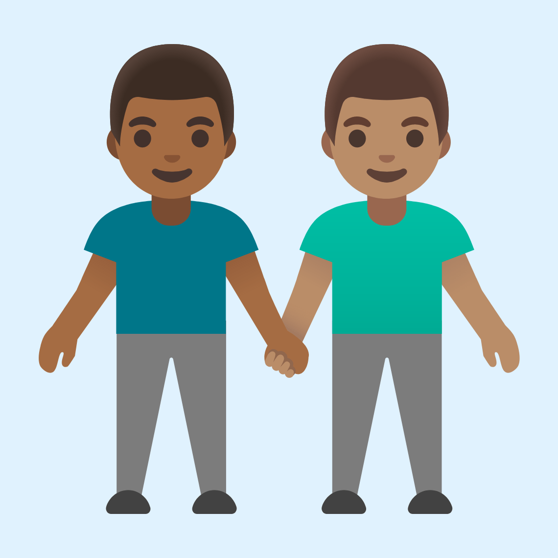 π¨πΎβπ€βπ¨π½ Men holding hands: medium-dark skin tone, medium skin tone