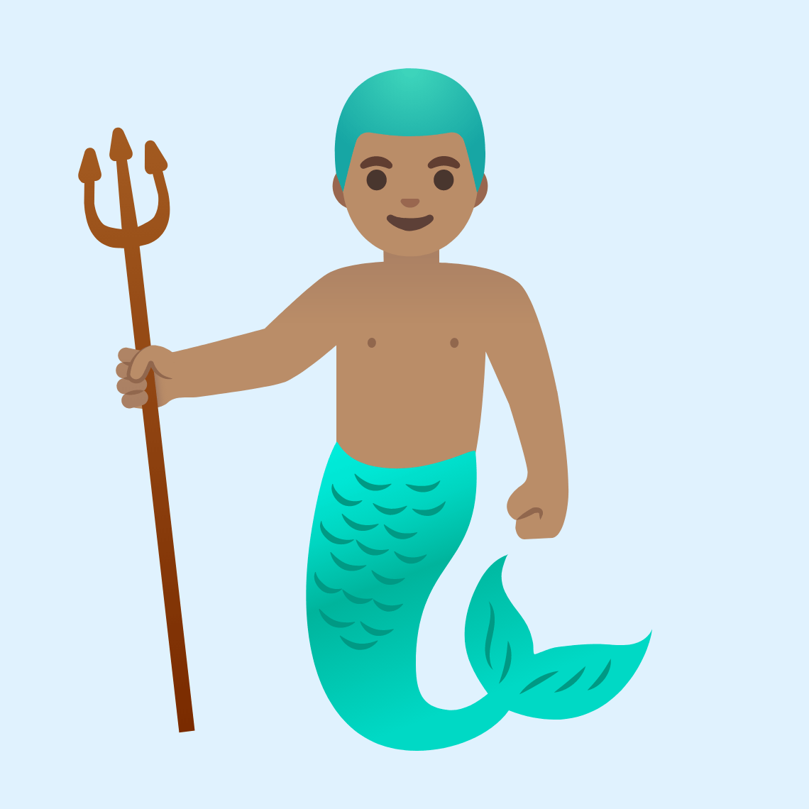🧜🏽♂️ Muška sirena: maslinasta boja kože