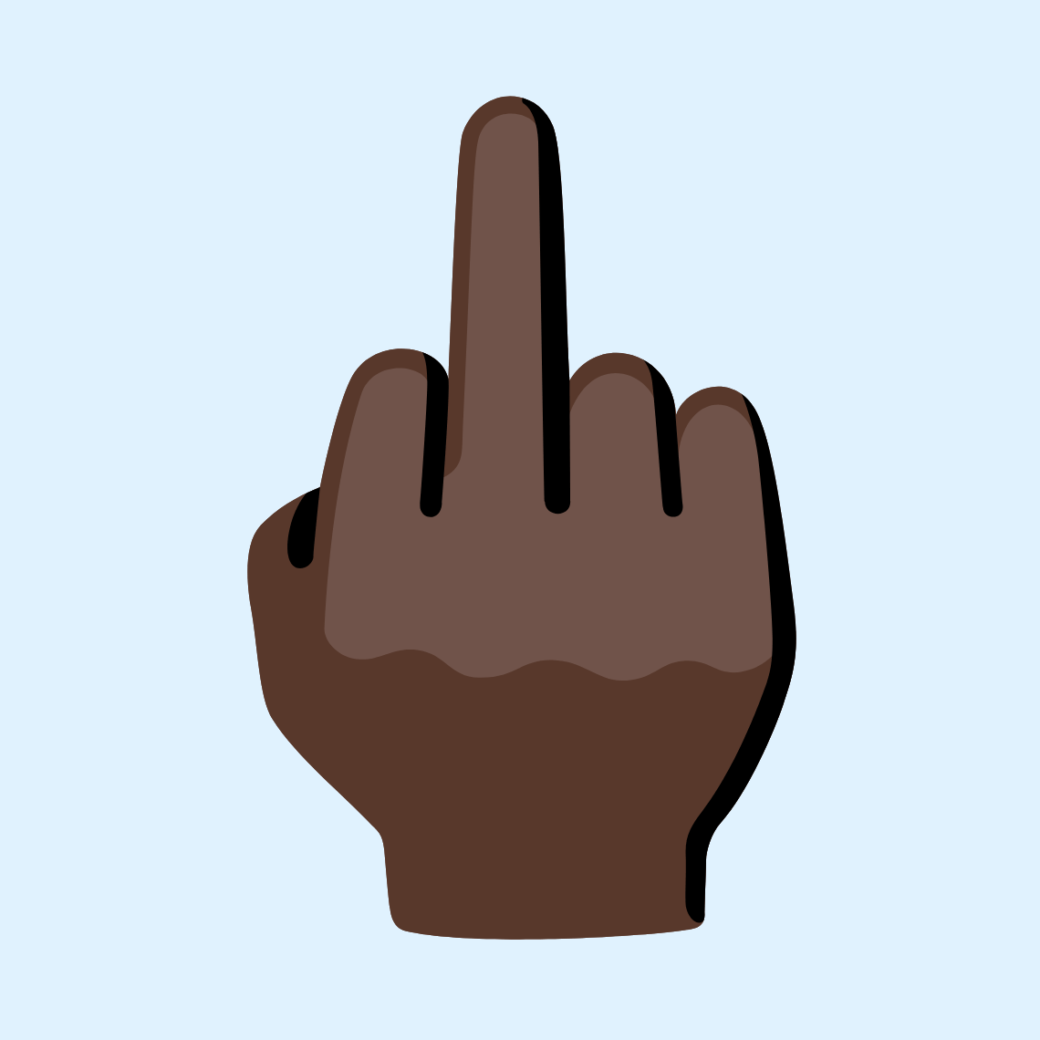 🖕🏿 Srednji prst: tamno smeđa boja kože