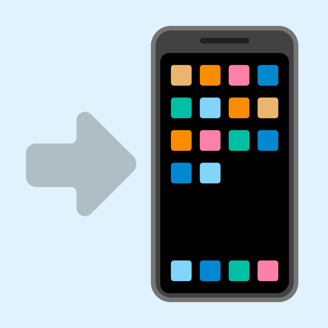 đ˛ Mobile phone with arrow