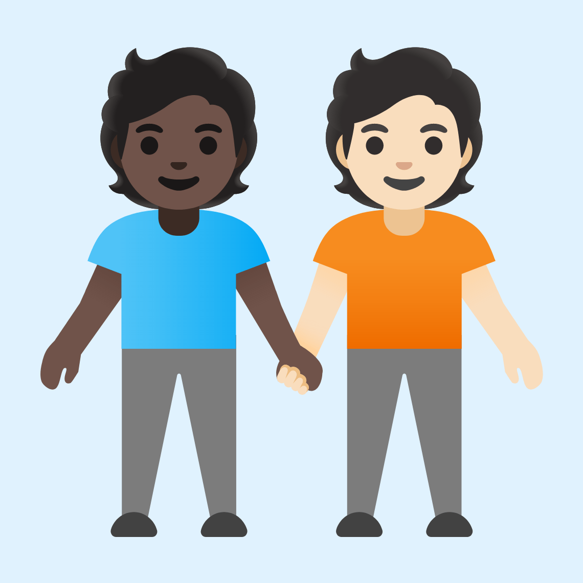 π§πΏβπ€βπ§π» People holding hands: dark skin tone, light skin tone