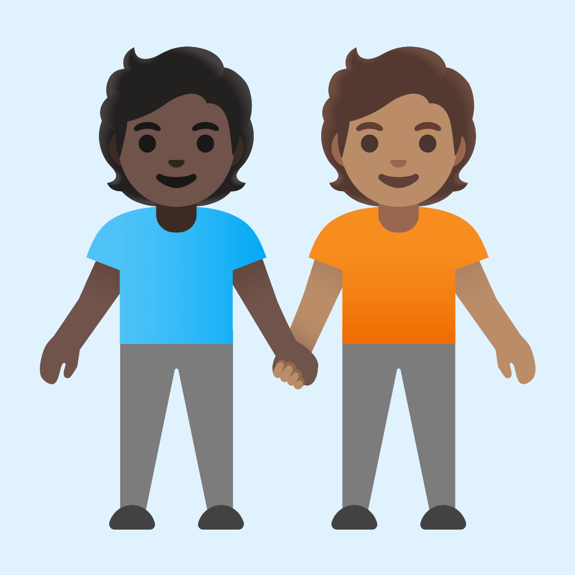 π§πΏβπ€βπ§π½ People holding hands: dark skin tone, medium skin tone