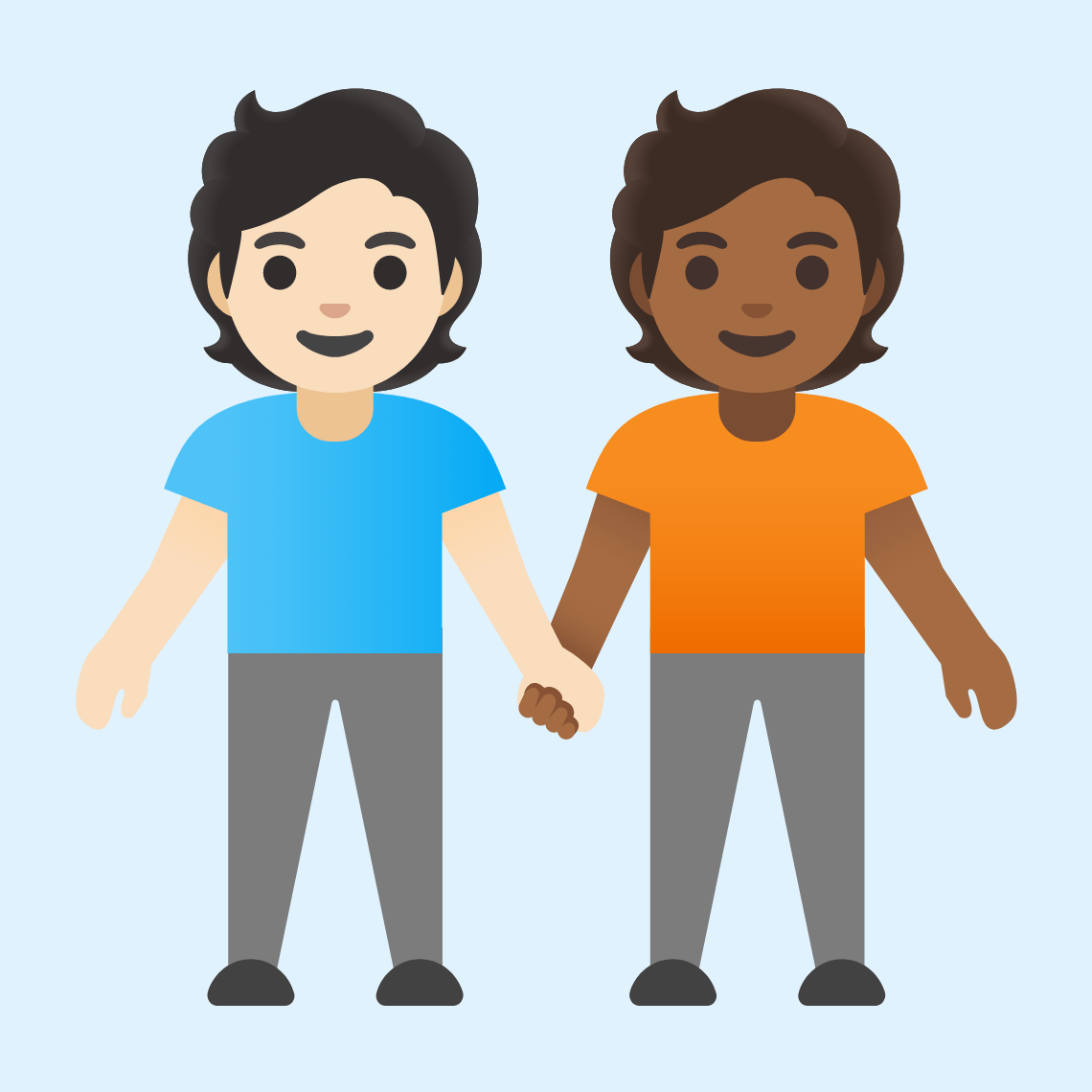 π§π»βπ€βπ§πΎ People holding hands: light skin tone, medium-dark skin tone