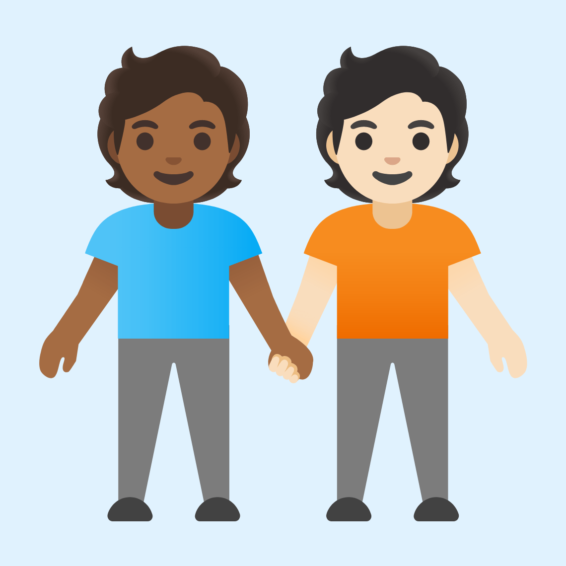 π§πΎβπ€βπ§π» People holding hands: medium-dark skin tone, light skin tone