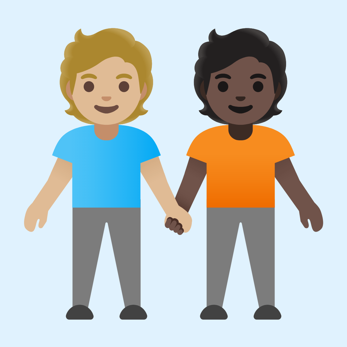 π§πΌβπ€βπ§πΏ People holding hands: medium-light skin tone, dark skin tone