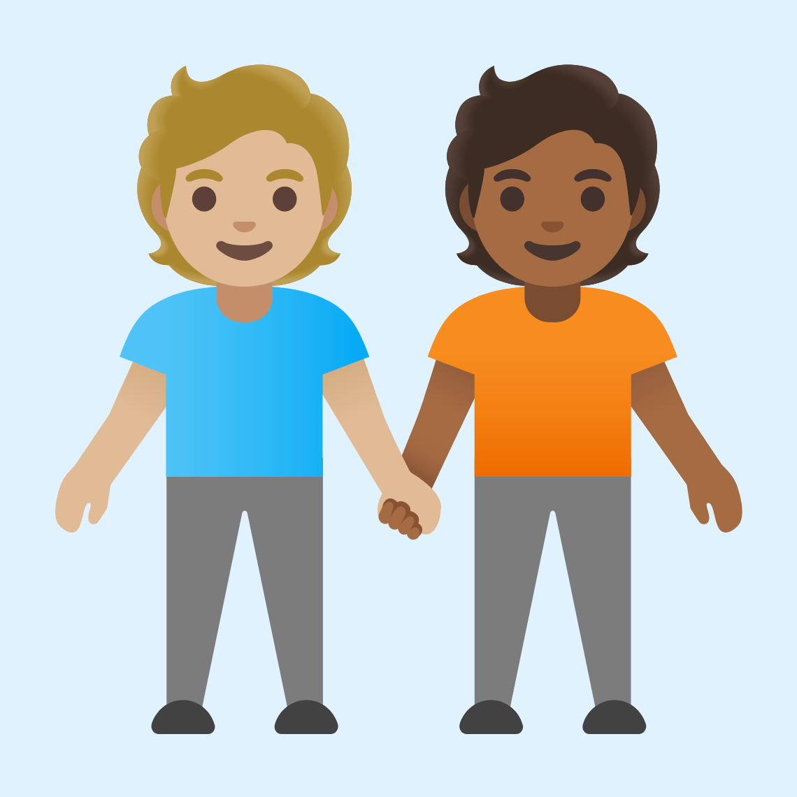 π§πΌβπ€βπ§πΎ People holding hands: medium-light skin tone, medium-dark skin tone