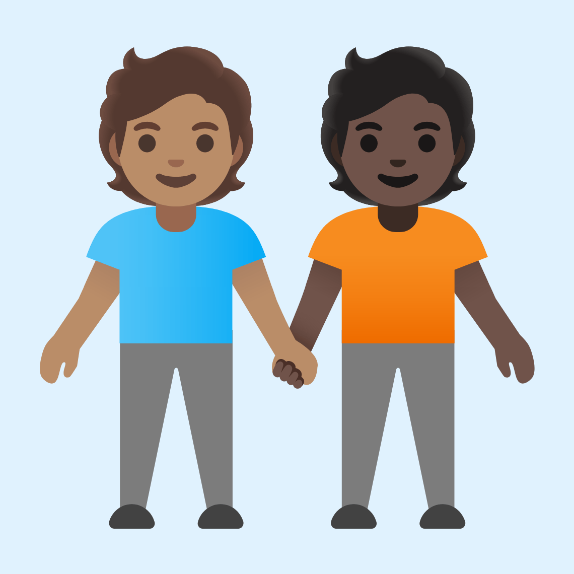 π§π½βπ€βπ§πΏ People holding hands: medium skin tone, dark skin tone