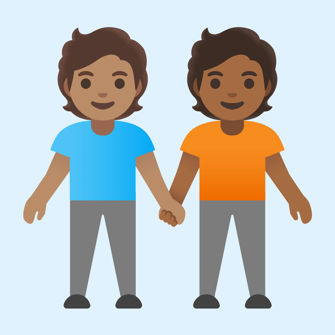 π§π½βπ€βπ§πΎ People holding hands: medium skin tone, medium-dark skin tone