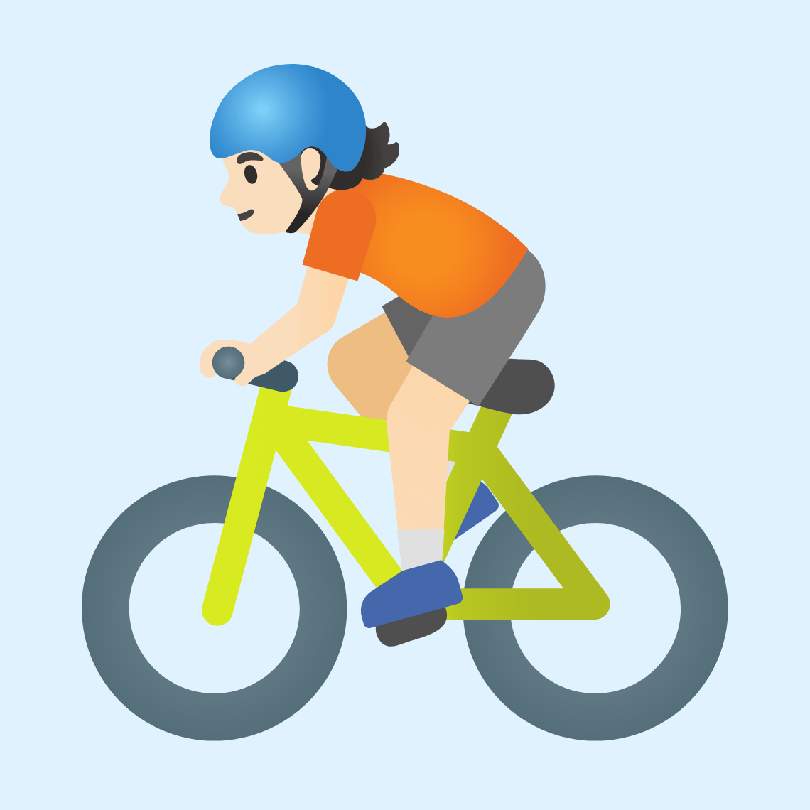 π΄π» Person biking: light skin tone