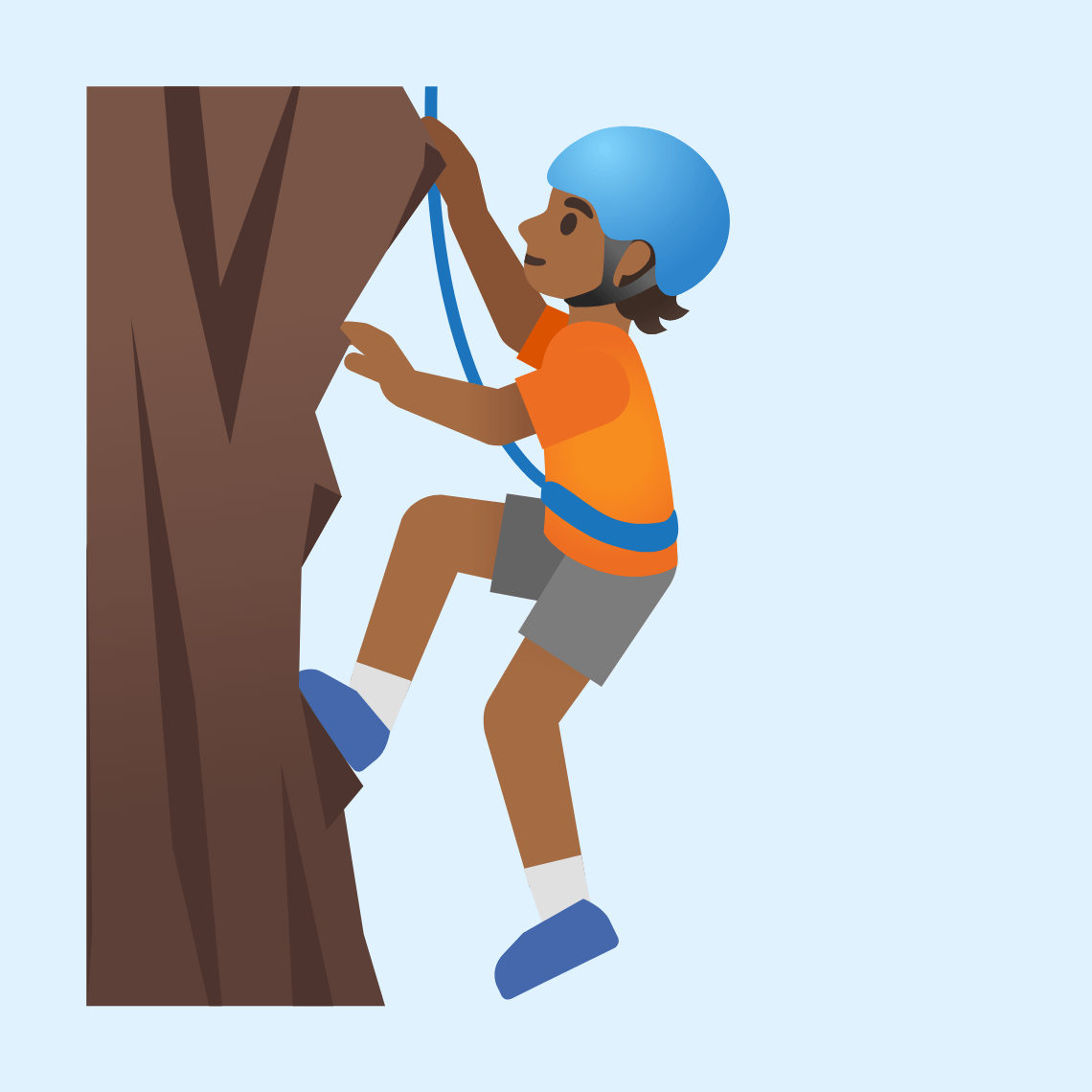 🧗🏾 Person climbing: medium-dark skin tone