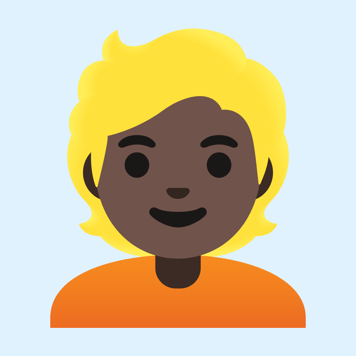 π±πΏ Person: dark skin tone, blond hair